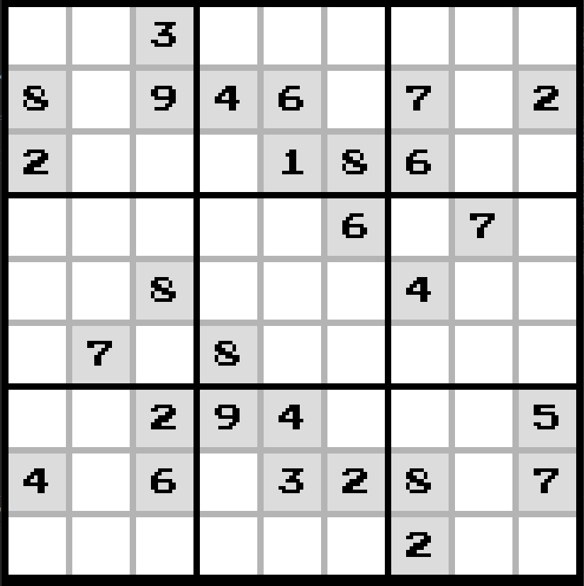 Sudoku example board from Nishant's version of the game